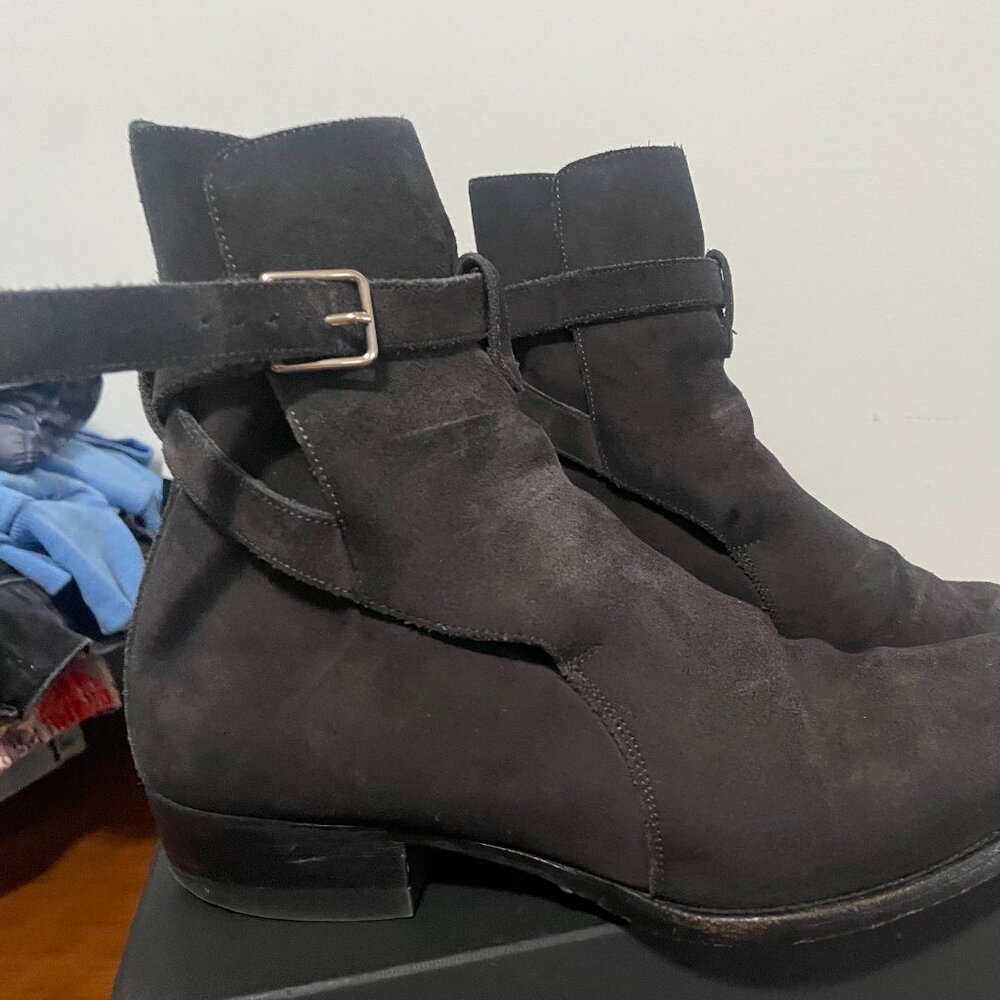 Saint Laurent Wyatt Jodphir Boot Suede Anthracite